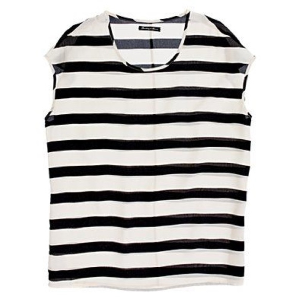 White and black silk tee